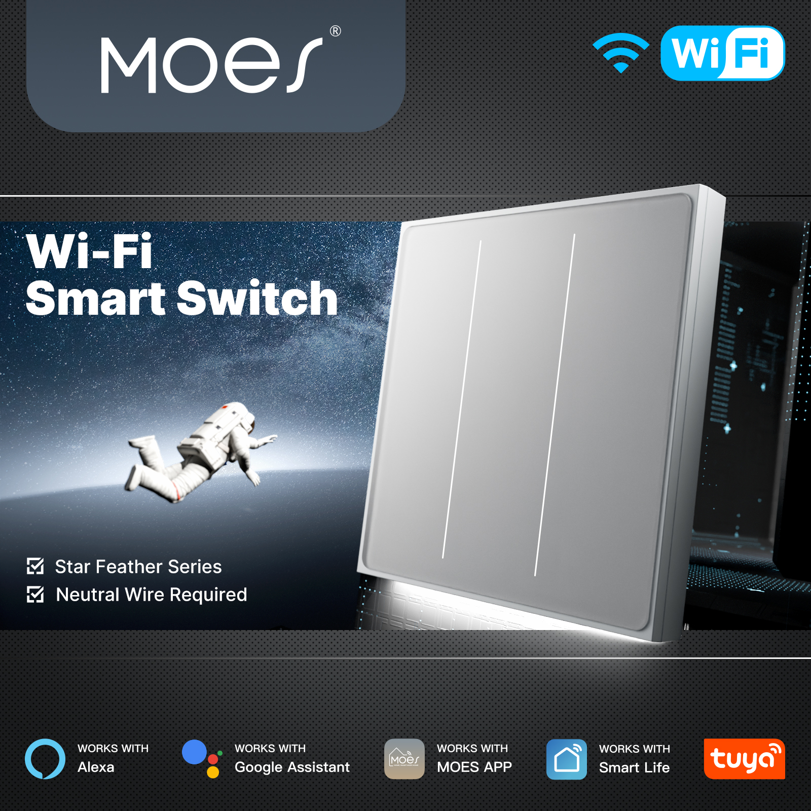 Smart Home Button - MOES Tuya WiFi Smart Star Feather