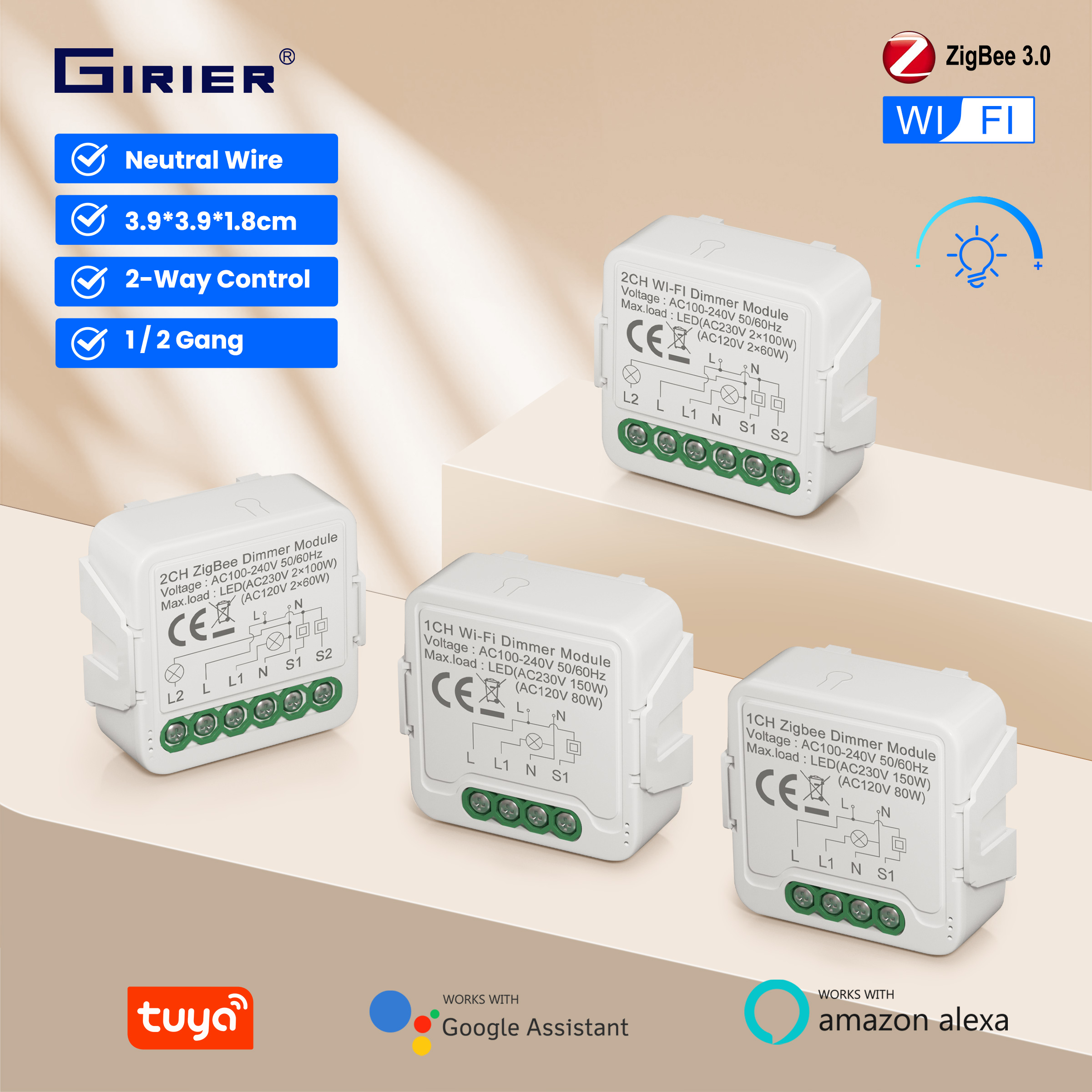 Smart Home Button - GIRIER Tuya Smart WiFi ZigBee 3.0