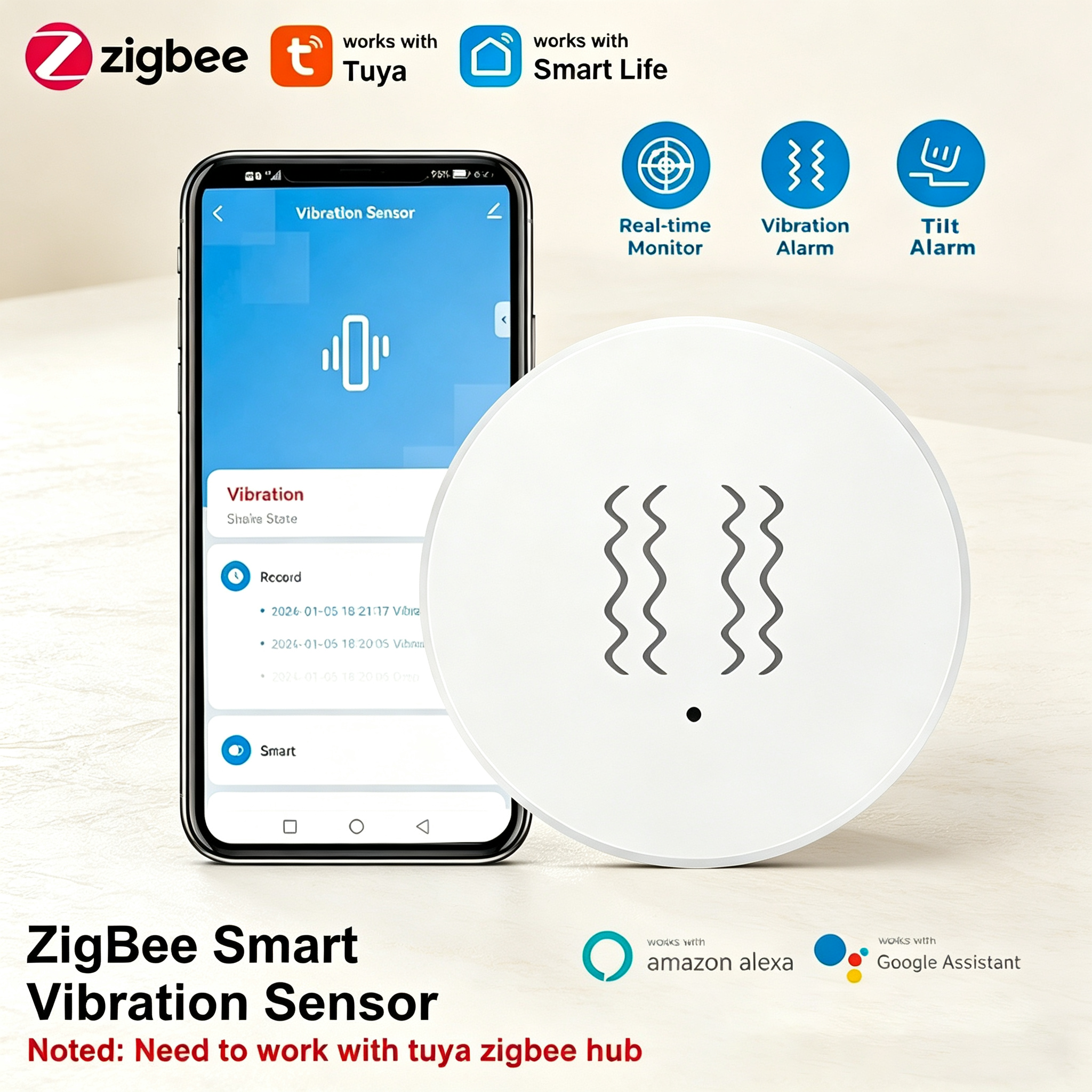 Tuya ZigBee Smart Vibration &  - Smart Home Monitor 리뷰 및 가격